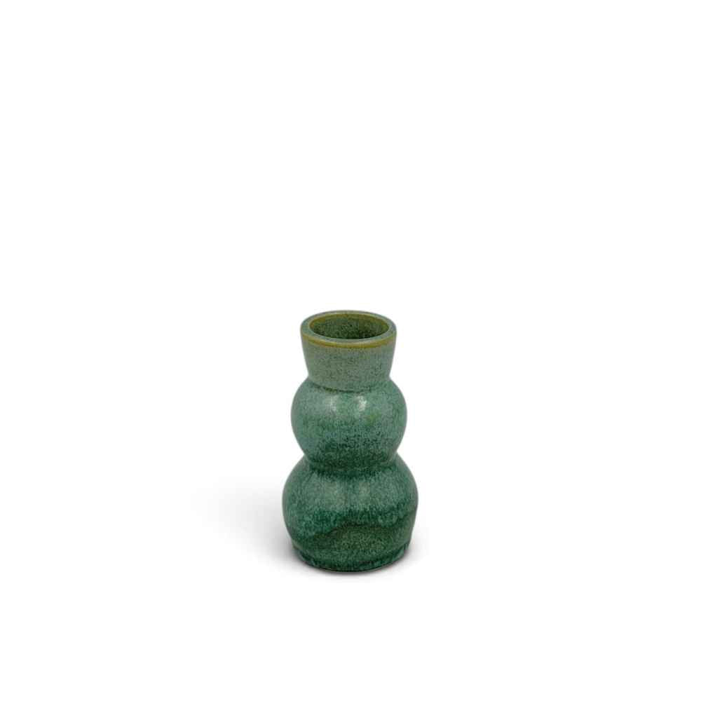 Green curvy ceramic candle holder