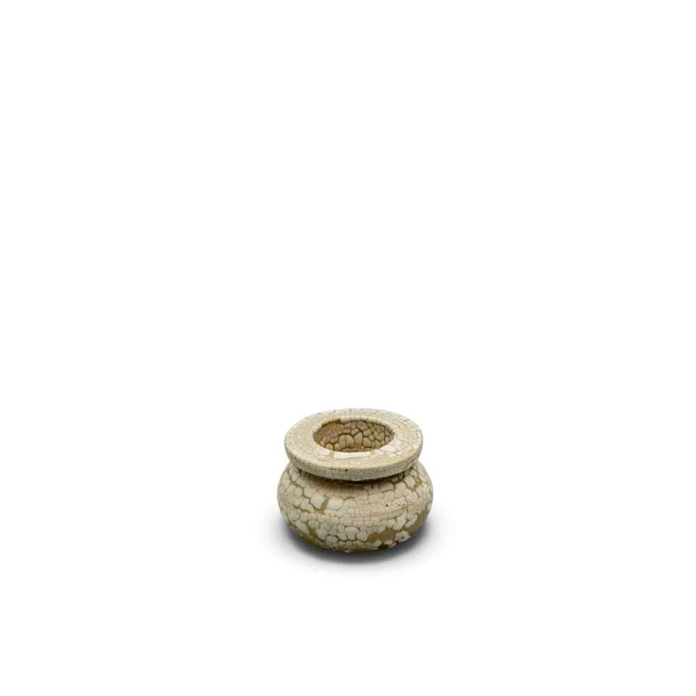 Cream crackled ceramic candle holder