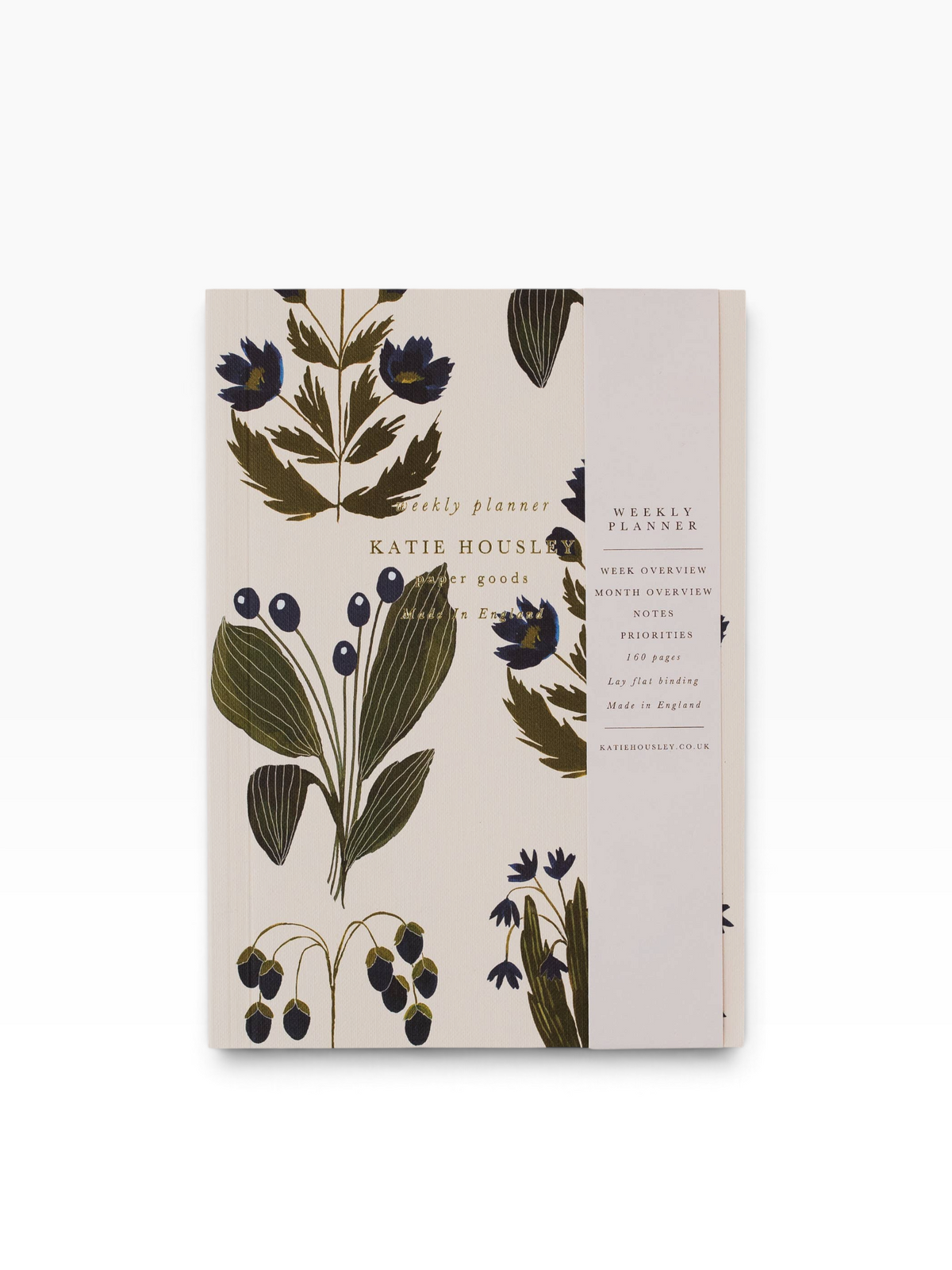 A5 Lay flat weekly planner 'Blue Botanical'