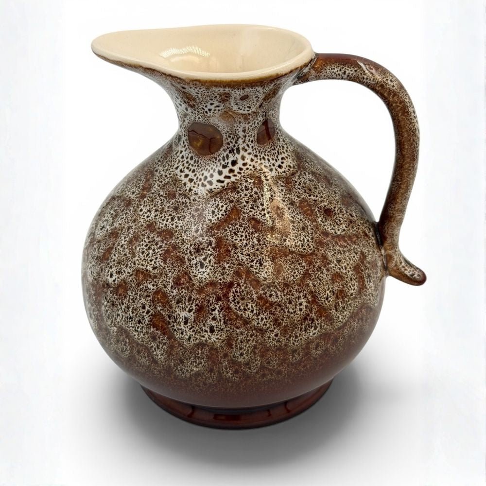 Brown and white speckled New Devon jug, made in England - H14 X W12cm - Florrie