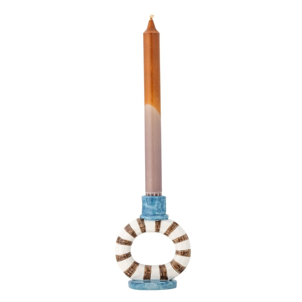 Brown, Blue & White Tacana Candle Holder - Florrie