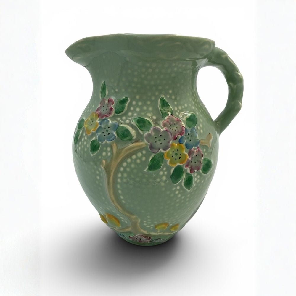 Crown Devon hand-painted jug with floral design c.1930-50s - approx. H14.5cm - Florrie