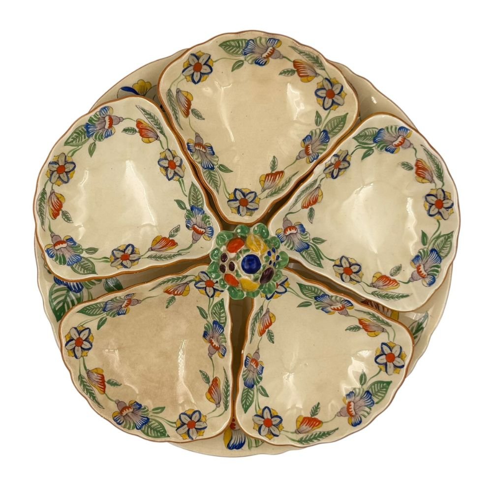 Hand-painted Mason Patent Ironstone China hors d'oeuvres dish c.1920-40s - Diametre 30.5 X H12cm - Florrie