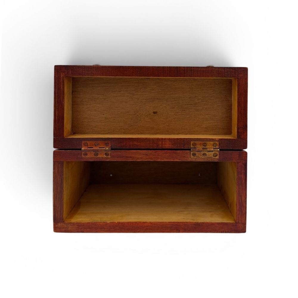 Hinged wooden storage box with brass hook & eye clasps - W26 X D11 X H23cm - Florrie