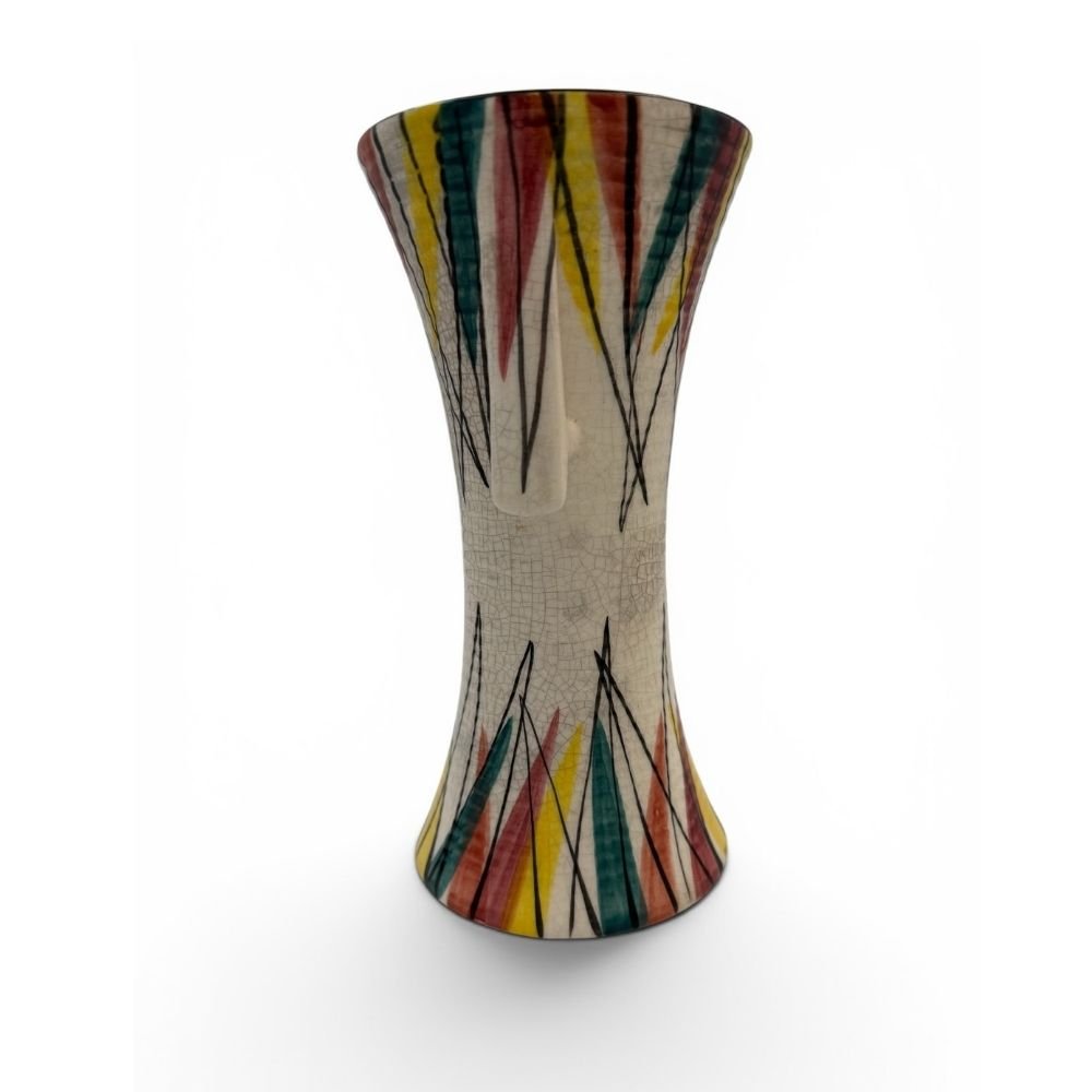 Mid century Vulcan Ware hand-painted crackle glaze vase c.1950s - H19cm - Florrie