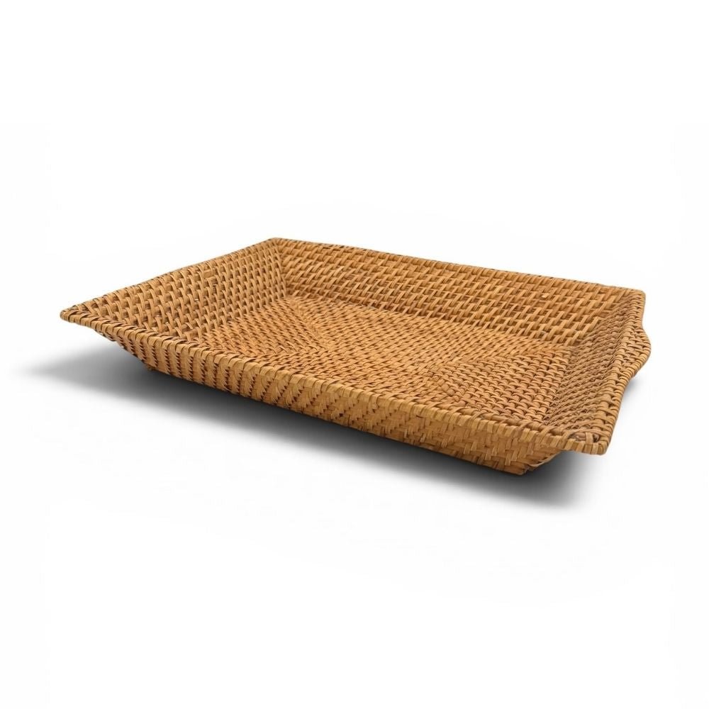 Natural woven rectangular pre-loved tray - Florrie