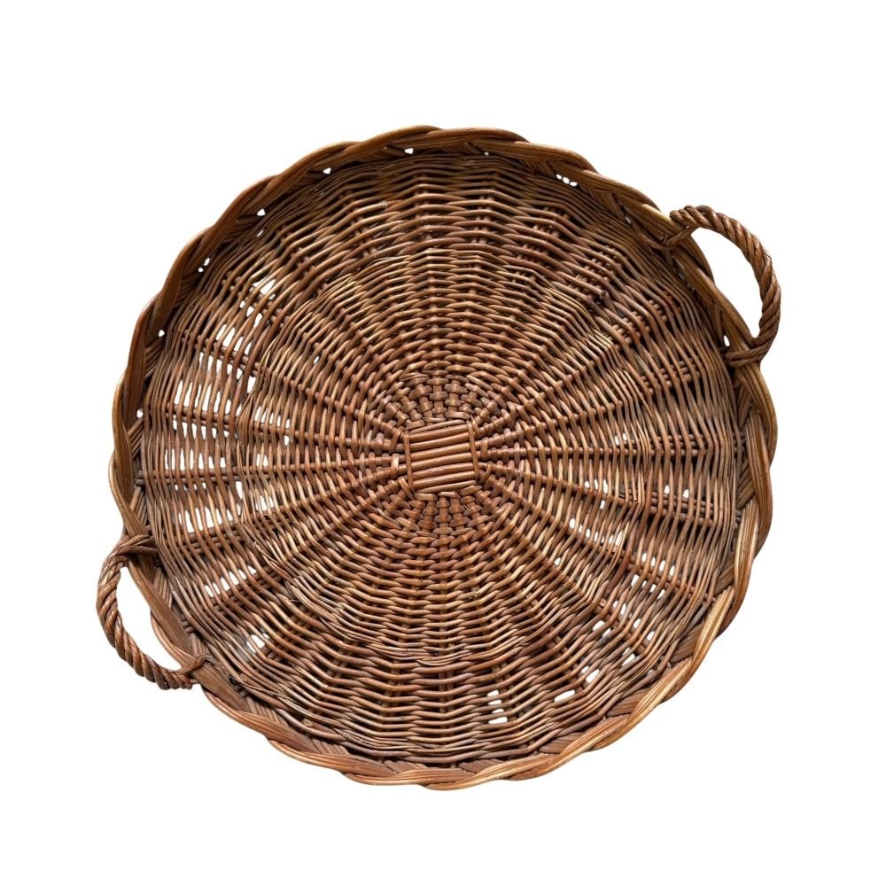 Natural woven round pre-loved tray - 52cm diameter - Florrie