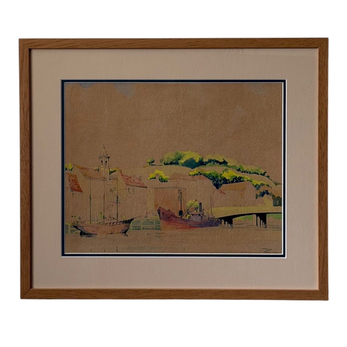 Original painting of boats on the water - Florrie