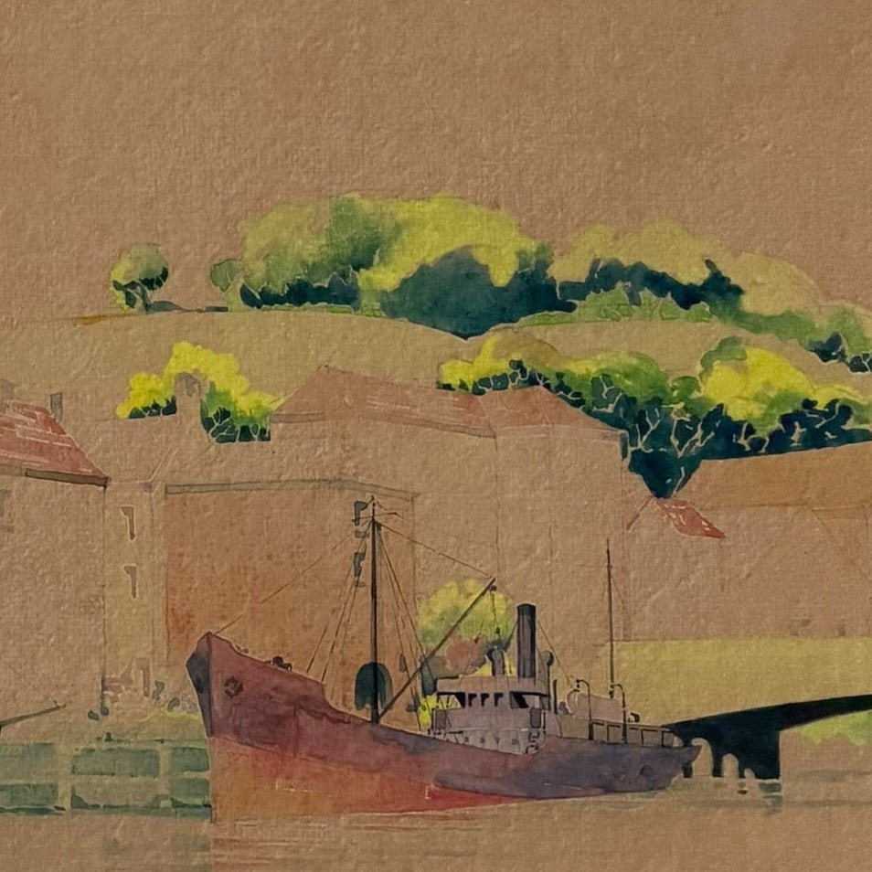 Original painting of boats on the water - Florrie