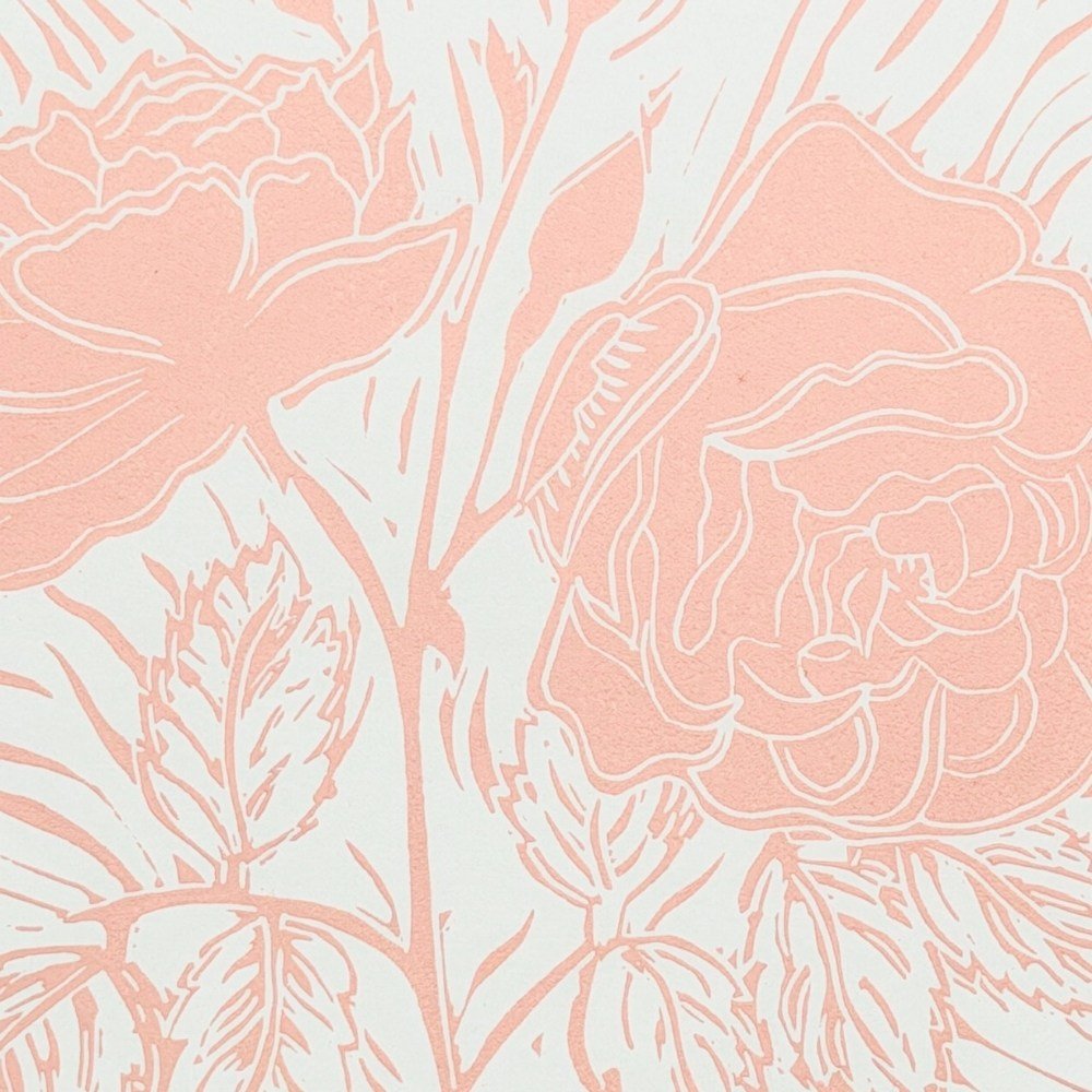 Rosa salmon pink linocut print - A4 120gsm Fabriano paper - Florrie
