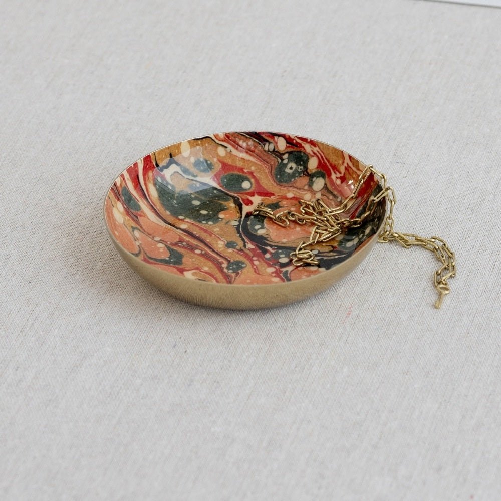 Round enamel tray — Marbled - Florrie