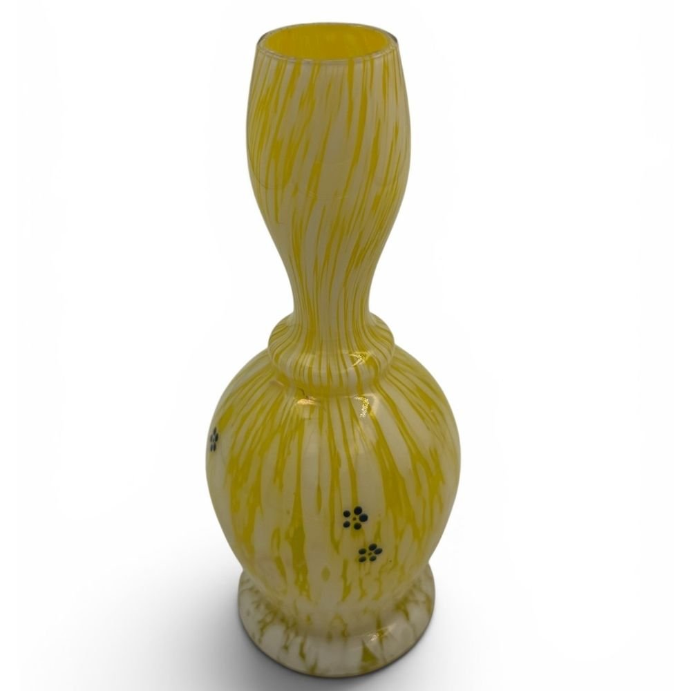 Yellow painted glass vase c.1980s - Florrie