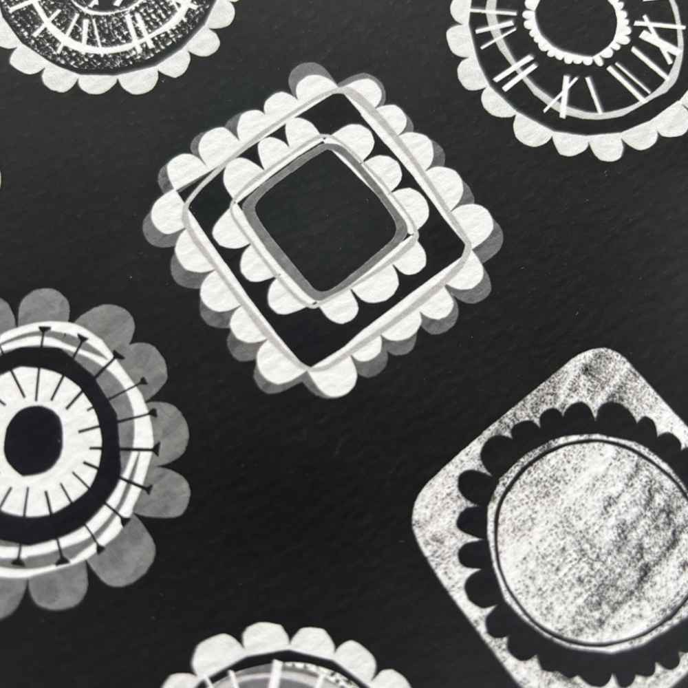 Black and white flower grid print (unframed)