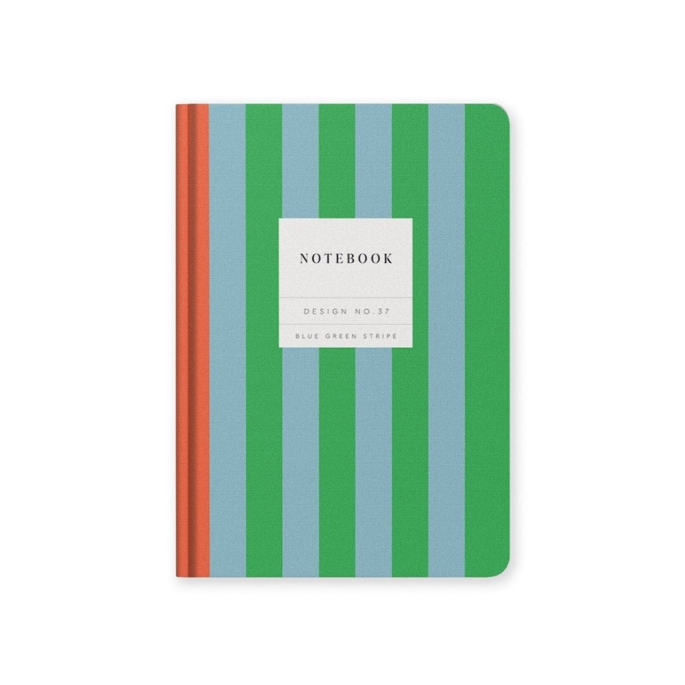 A5 Hardback notebook blue green stripe (Design No.37) - Florrie