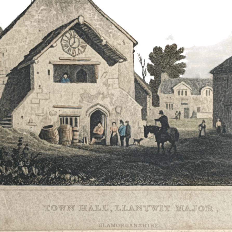 Antique hand-coloured engraving of Glamorganshire c.1830-50s - Florrie