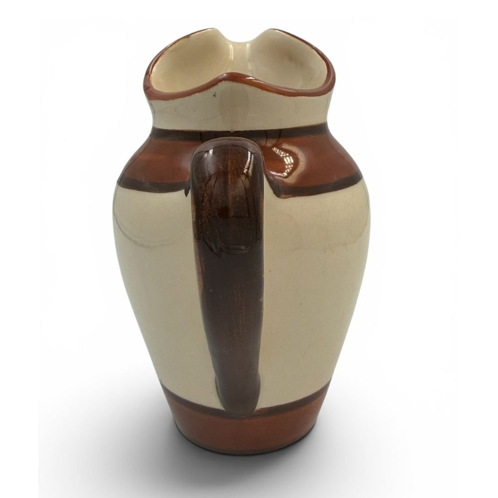 Art Deco hand-painted cream & brown Quimper jug with makers marks, see photos for detail (set of 3)— approx. 10.5cm / 11.5cm /15.5cm tall - Florrie