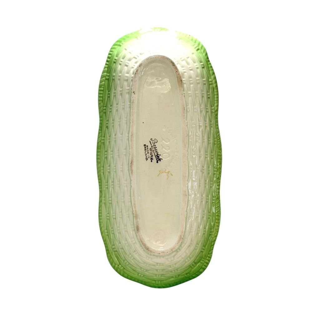 Beswick celery boat serving dish with basketweave pattern c.1940-50s approx. 30.5 X 14.5cm - Florrie