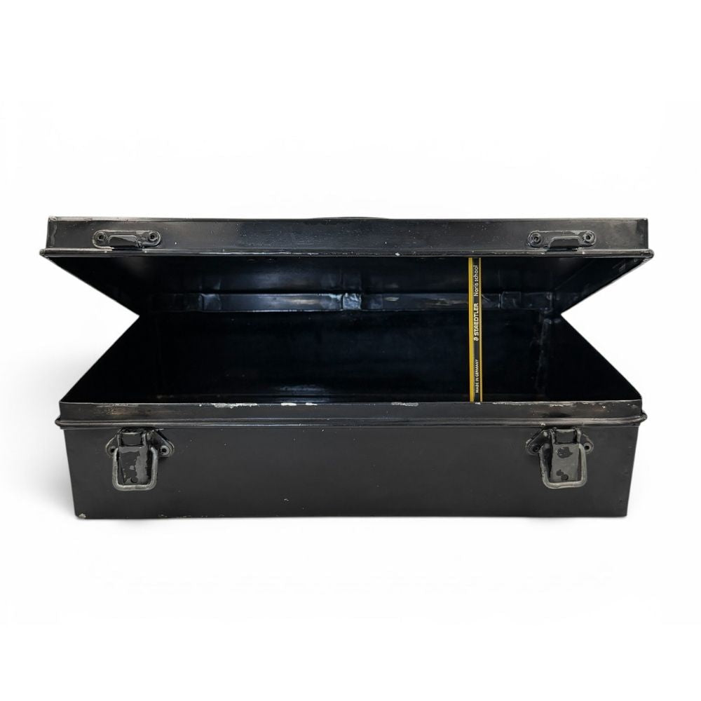 Black metal box with carry handles and toggle catches - W34 X D21 X H9.5cm - Florrie