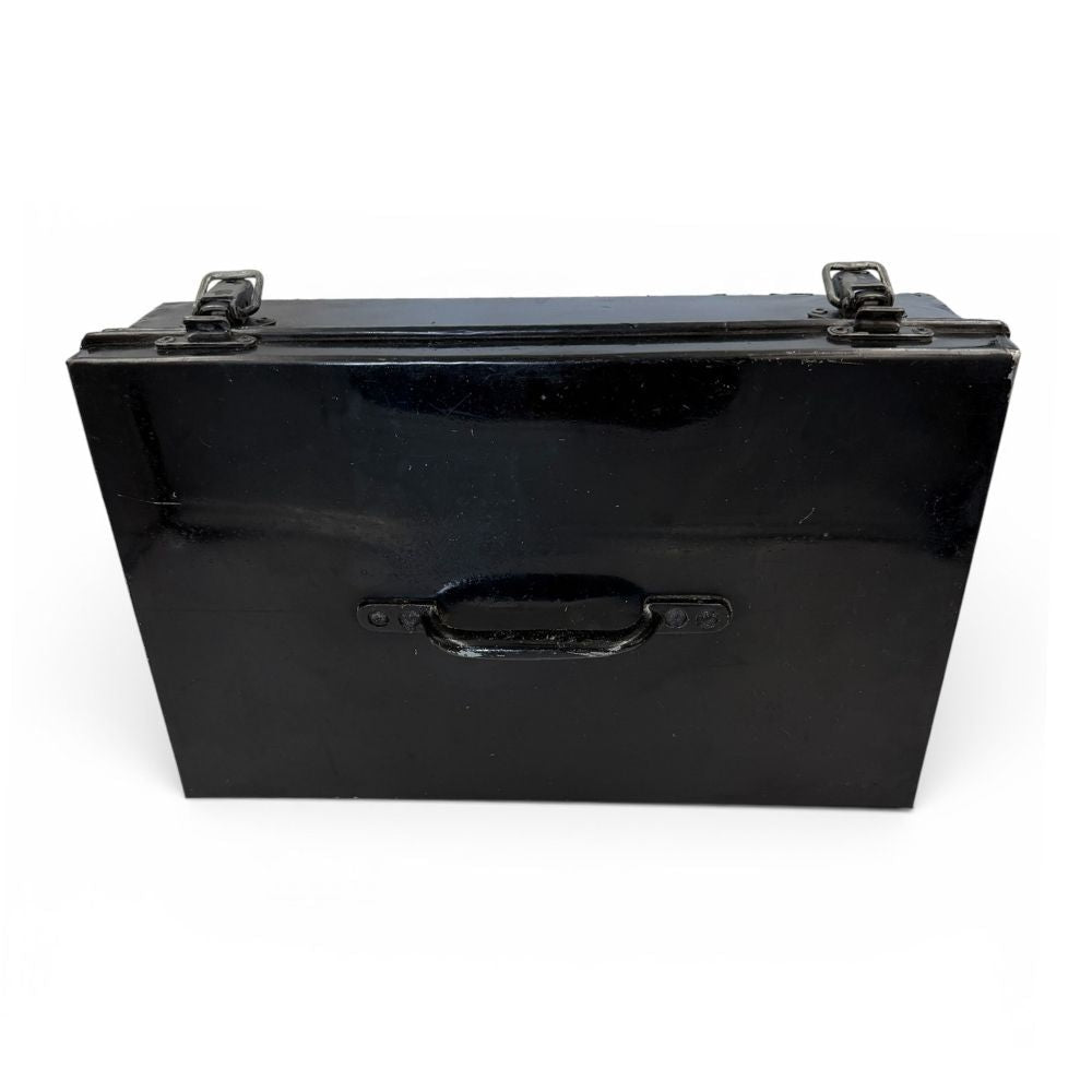 Black metal box with carry handles and toggle catches - W34 X D21 X H9.5cm - Florrie