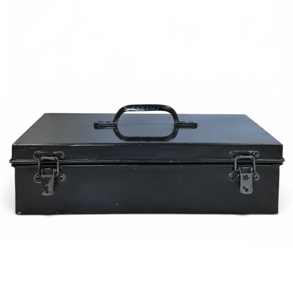 Black metal box with carry handles and toggle catches - W34 X D21 X H9.5cm - Florrie