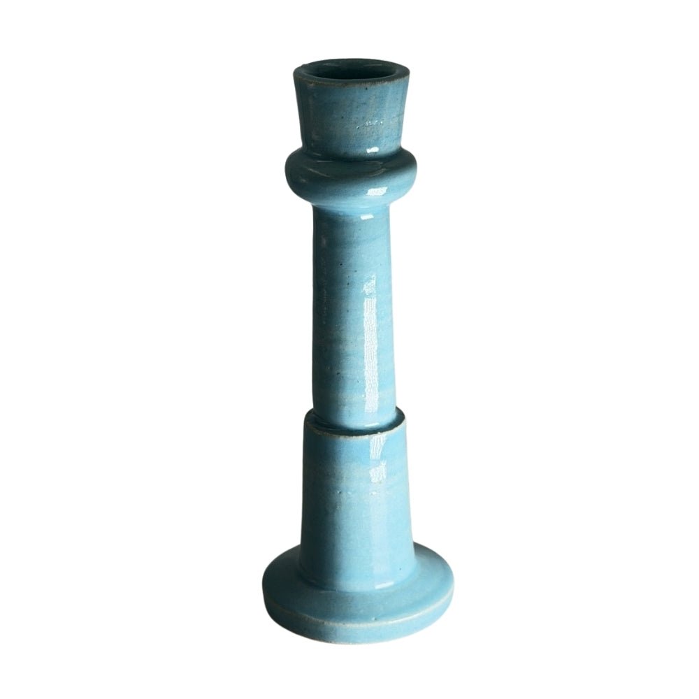 Blue ceramic candlestick — H17.5cm - Florrie