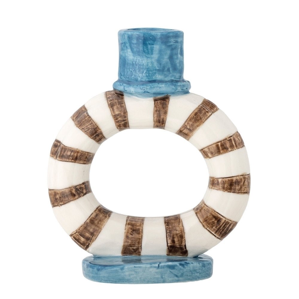 Brown, Blue & White Tacana Candle Holder - Florrie
