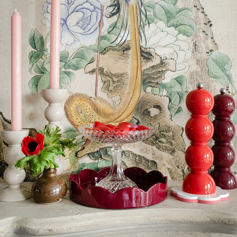 Cherry Red Small Round Scallop Tray - Florrie