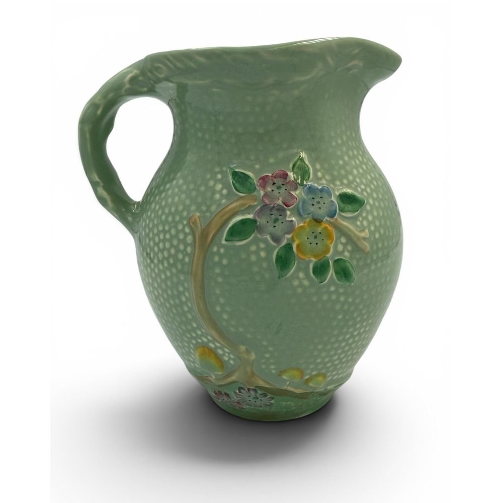 Crown Devon hand-painted jug with floral design c.1930-50s - approx. H14.5cm - Florrie