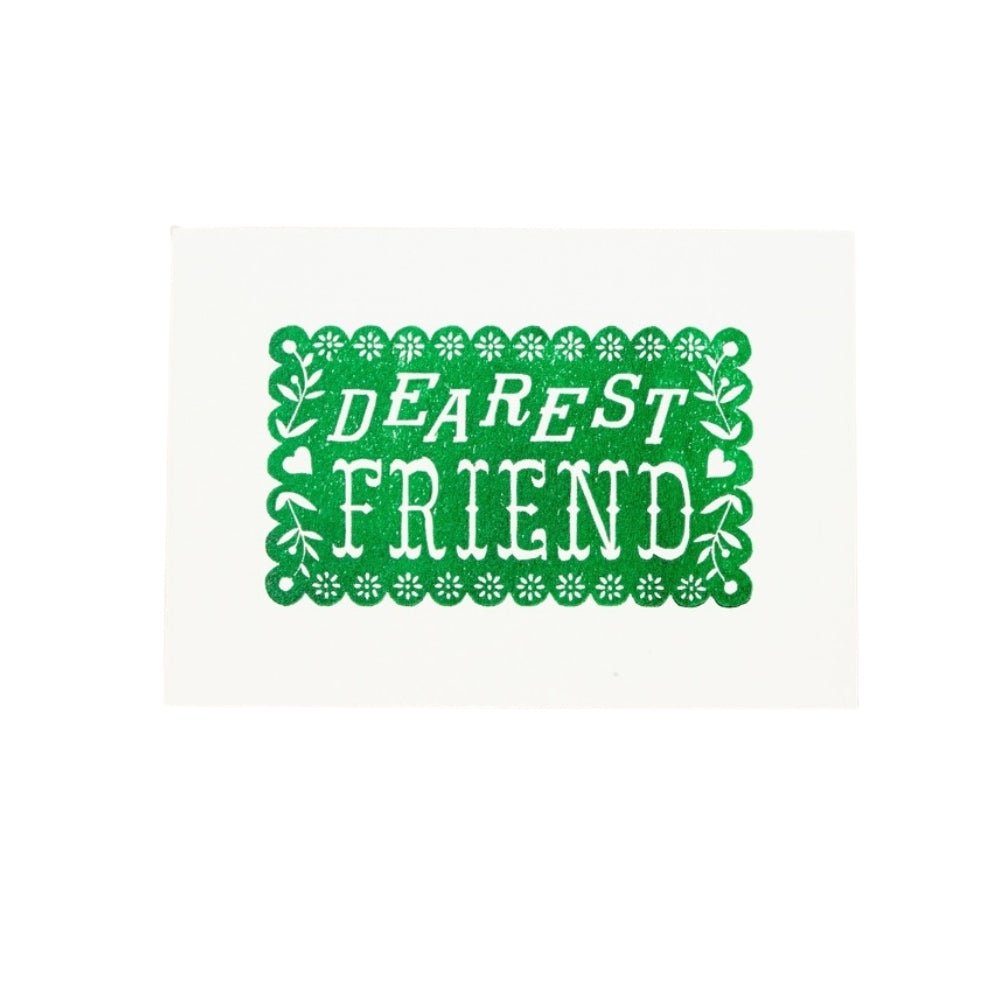 Dearest Friend linocut card - Florrie