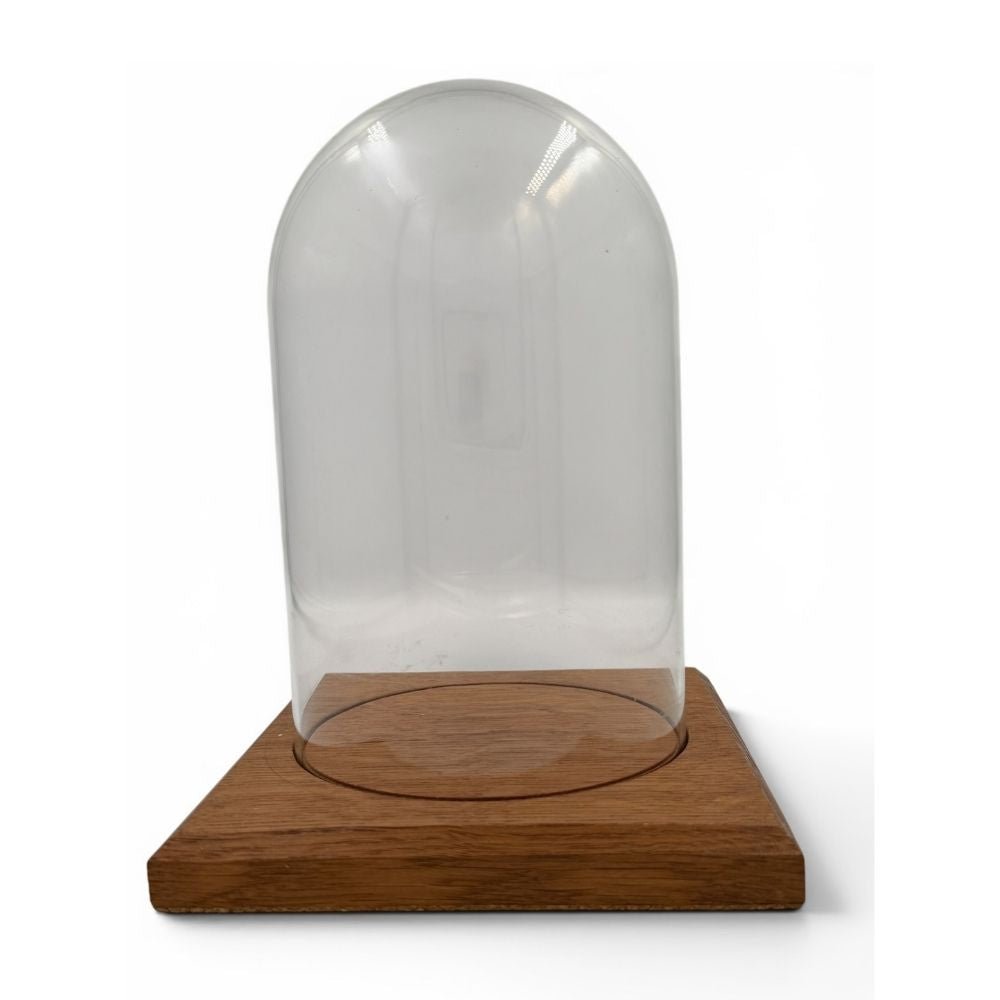 Dome on square wooden base - base: 16 X 17cm, H22cm - Florrie
