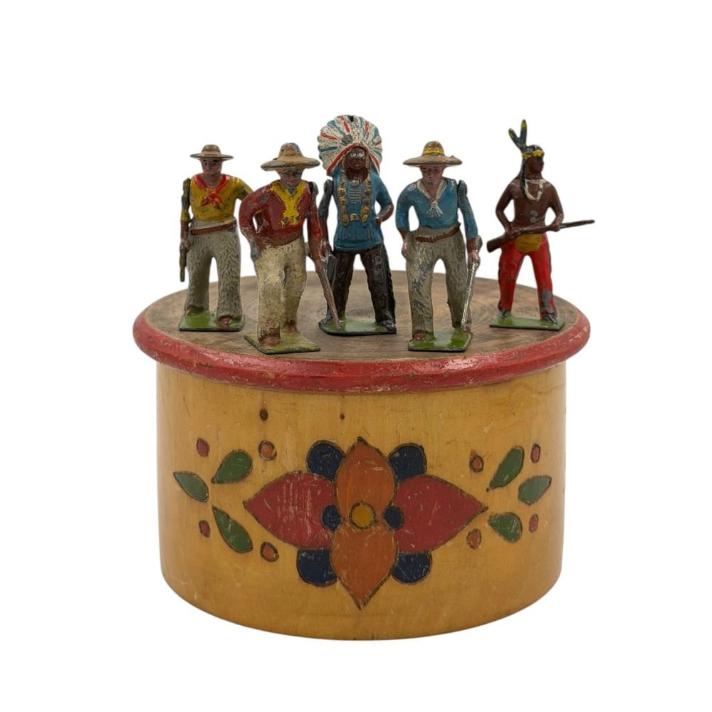 Five Britains Ltd hollow cast-lead cowboy and indian figures c.1930-1950s (Set 1) - tallest 6.5cm - Florrie