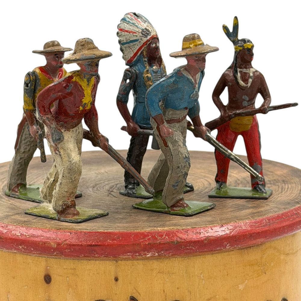 Five Britains Ltd hollow cast-lead cowboy and indian figures c.1930-1950s (Set 1) - tallest 6.5cm - Florrie