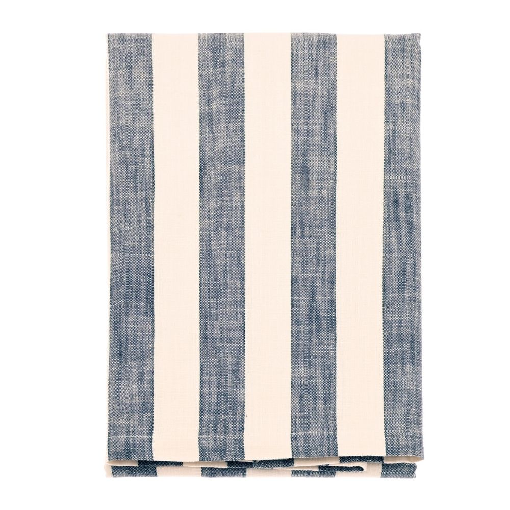 Flint blue wide stripe tablecloth — 150x240cm - Florrie