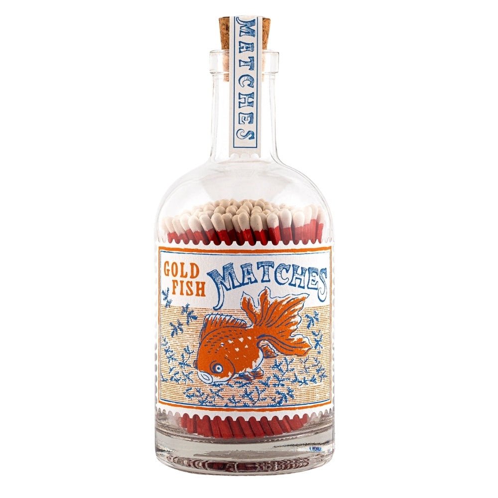 Glass bottle of goldfish stamp matches - Florrie