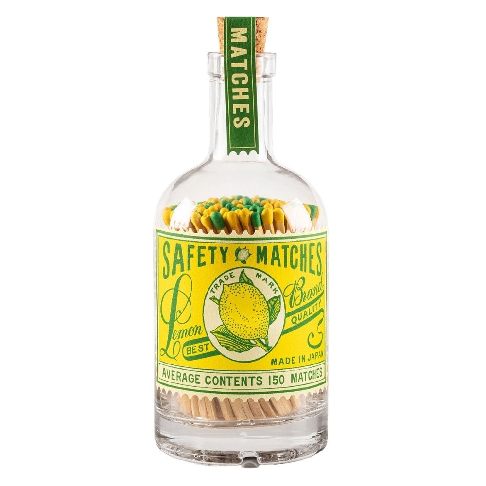 Glass bottle of lemon stamp matches - Florrie