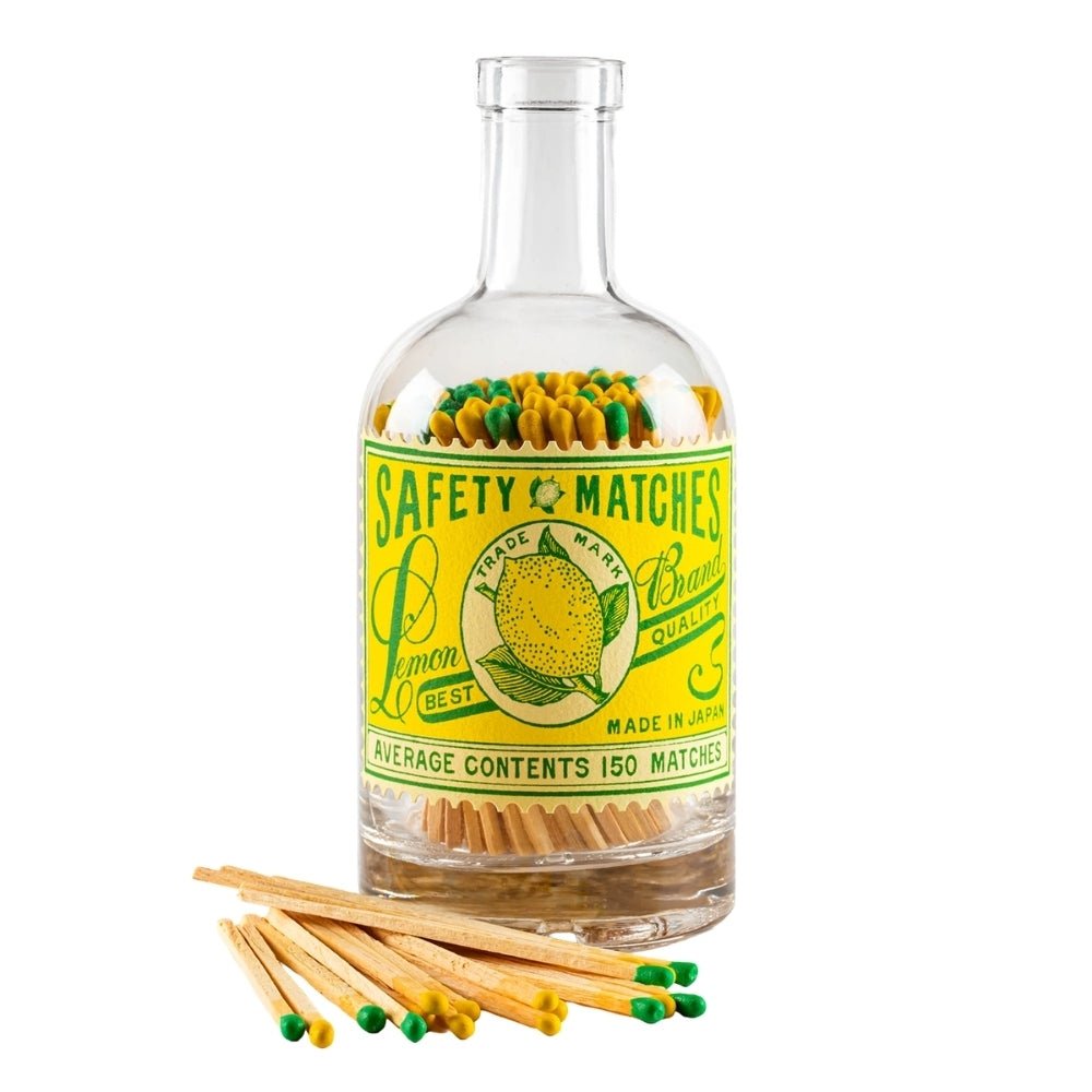 Glass bottle of lemon stamp matches - Florrie
