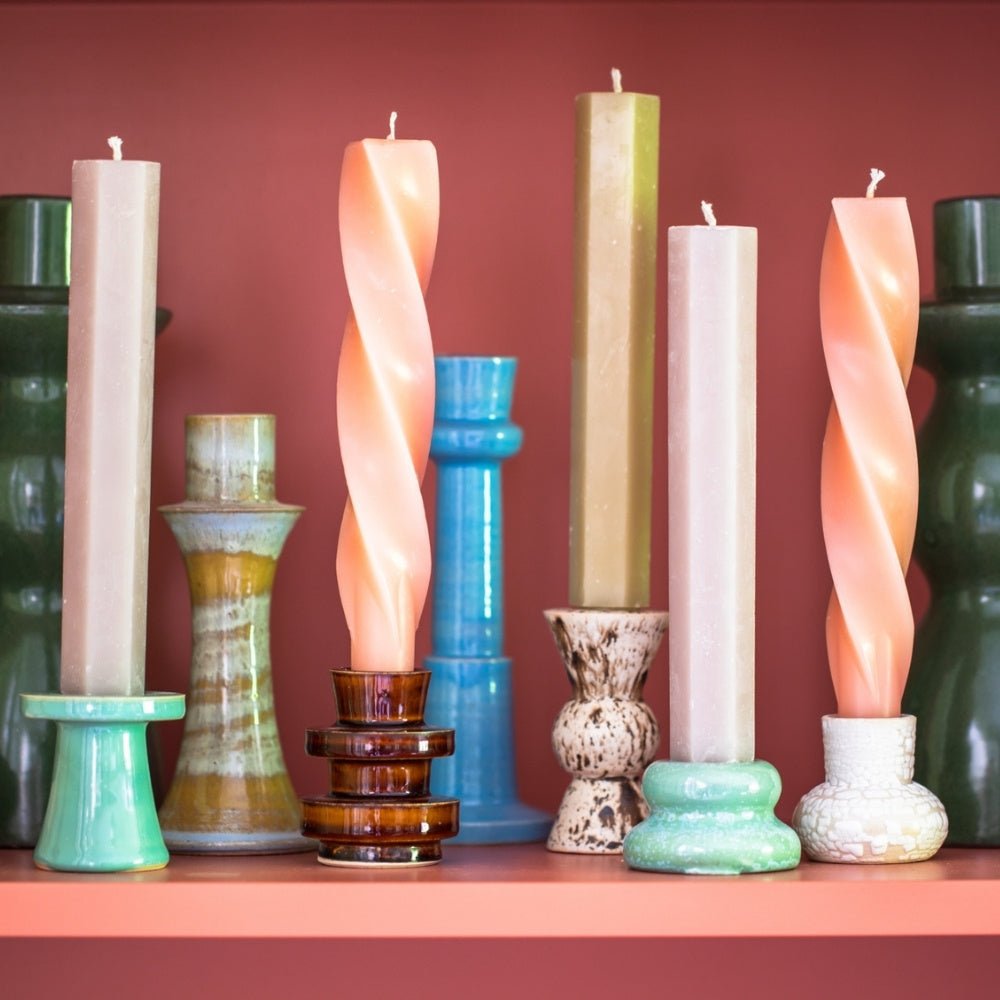Green ceramic candlestick — H3.5cm - Florrie