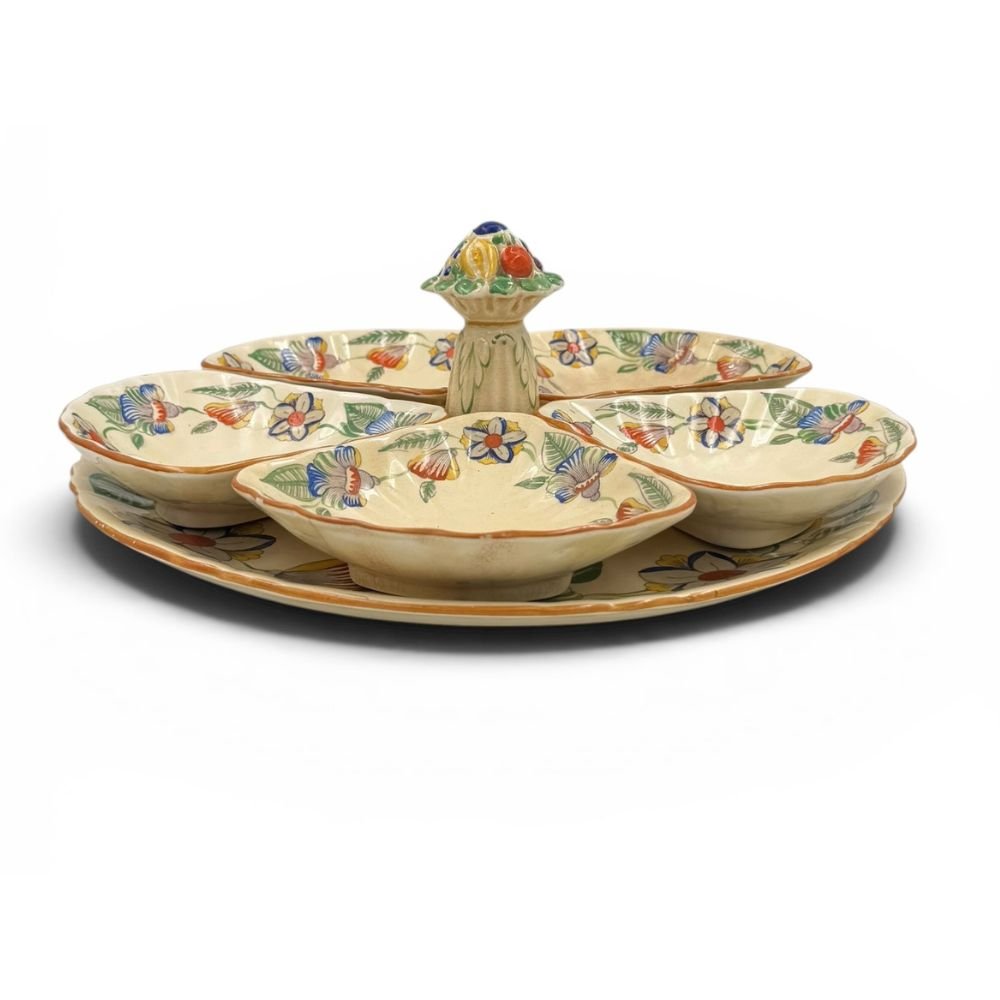 Hand-painted Mason Patent Ironstone China hors d'oeuvres dish c.1920-40s - Diametre 30.5 X H12cm - Florrie