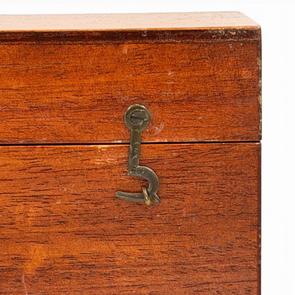 Hinged wooden storage box with brass hook & eye clasps - W26 X D11 X H23cm - Florrie
