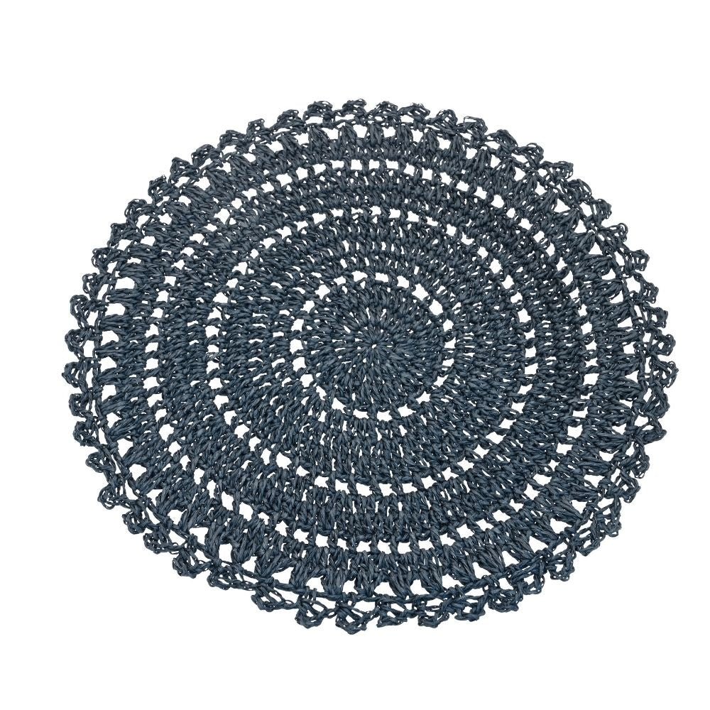Ink blue crochet placemat (sold seperately) — 35cm dia - Florrie