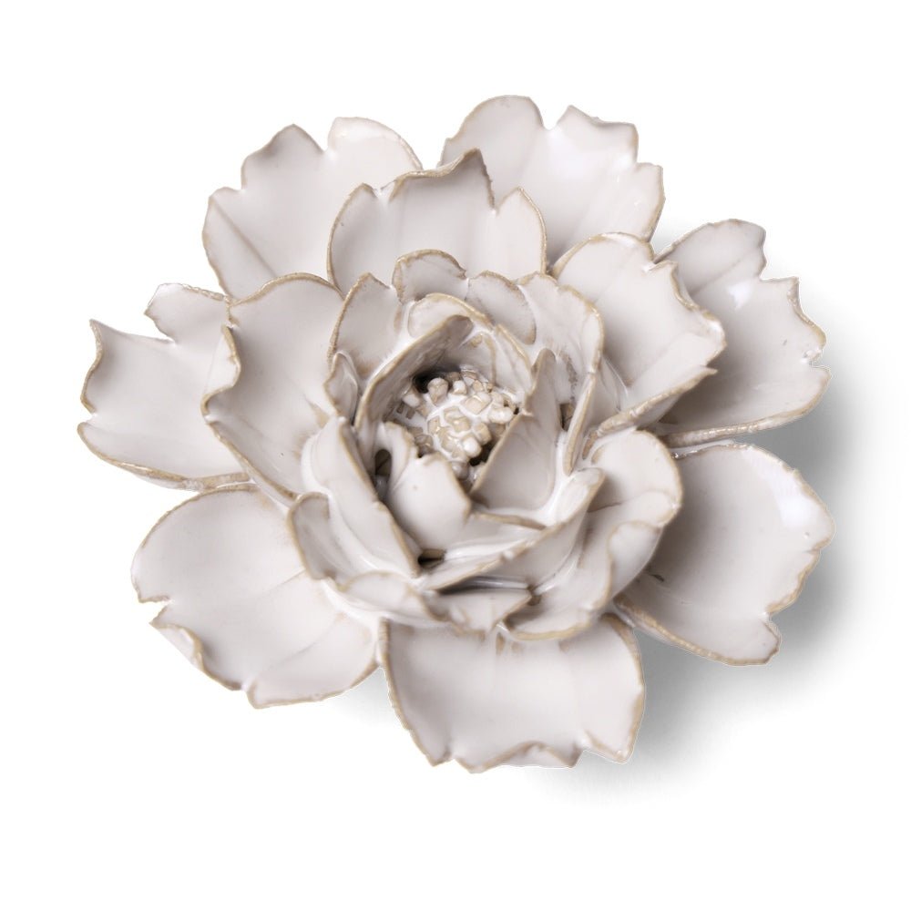 Ivory rose ceramic flower - approx. 9.5X9.5X5cm - Florrie