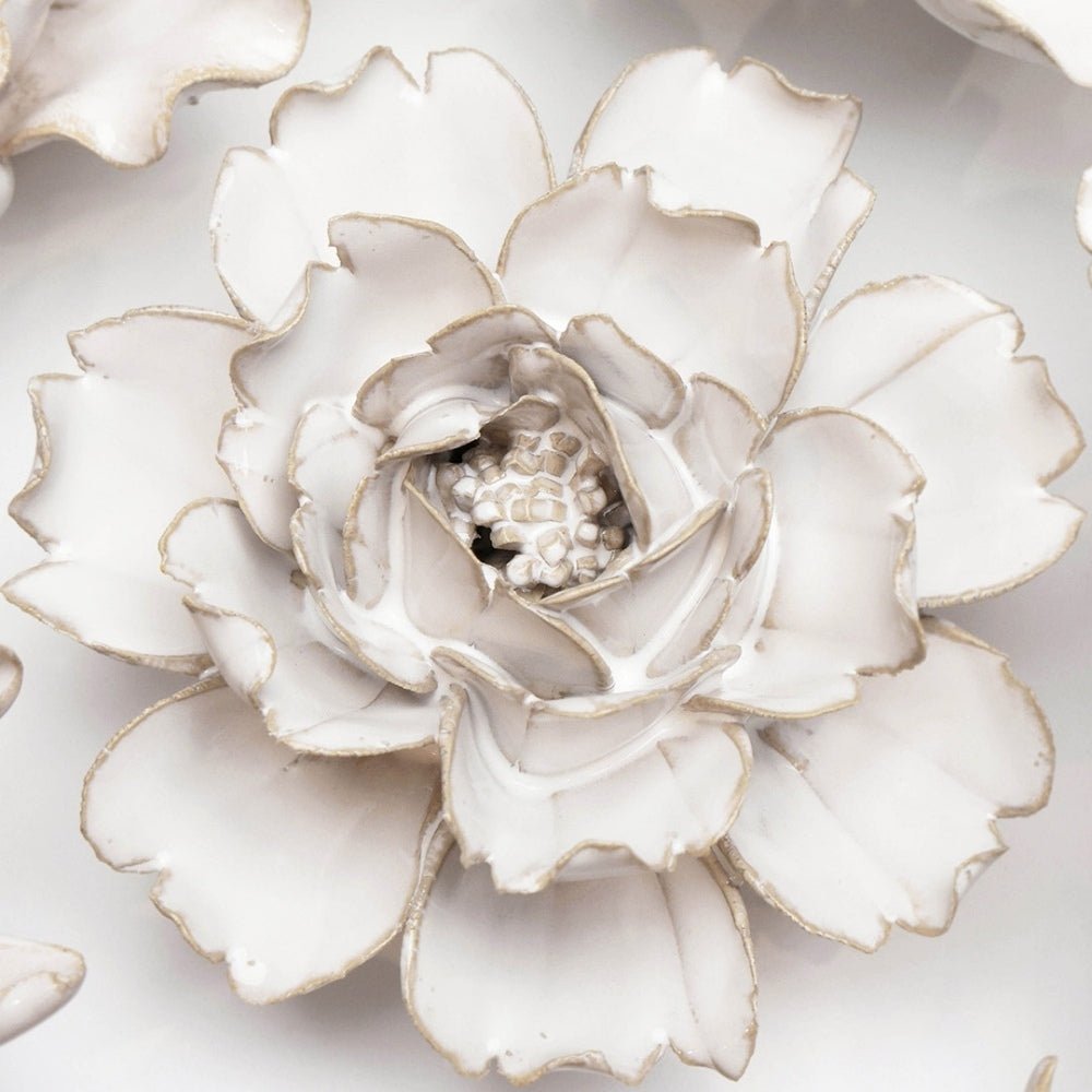 Ivory rose ceramic flower - approx. 9.5X9.5X5cm - Florrie - top view