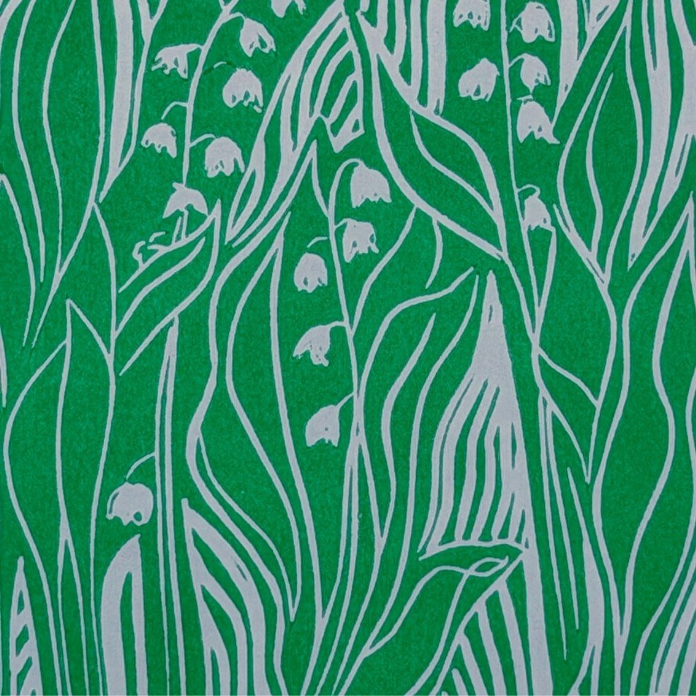 Lily of the Valley emerald green linocut print - A4 120gsm Fabriano paper - Florrie