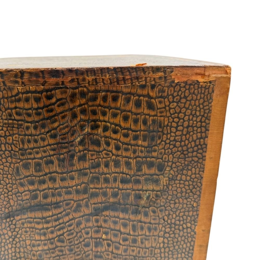 Mid century faux crocodile desktop drawers, with pull metal handles - W37.5 X D24.5 X H25.5cm - Florrie