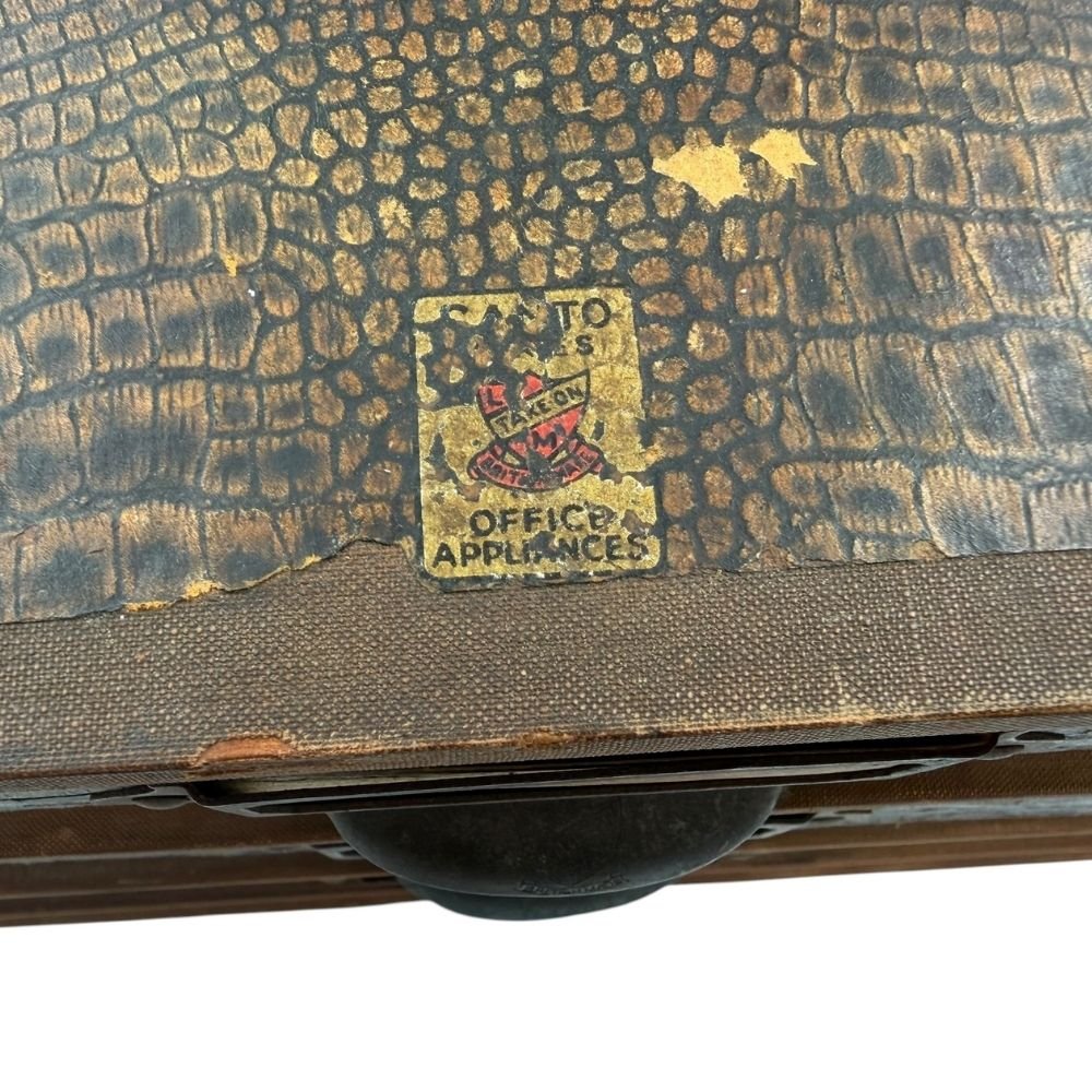 Mid century faux crocodile desktop drawers, with pull metal handles - W37.5 X D24.5 X H25.5cm - Florrie