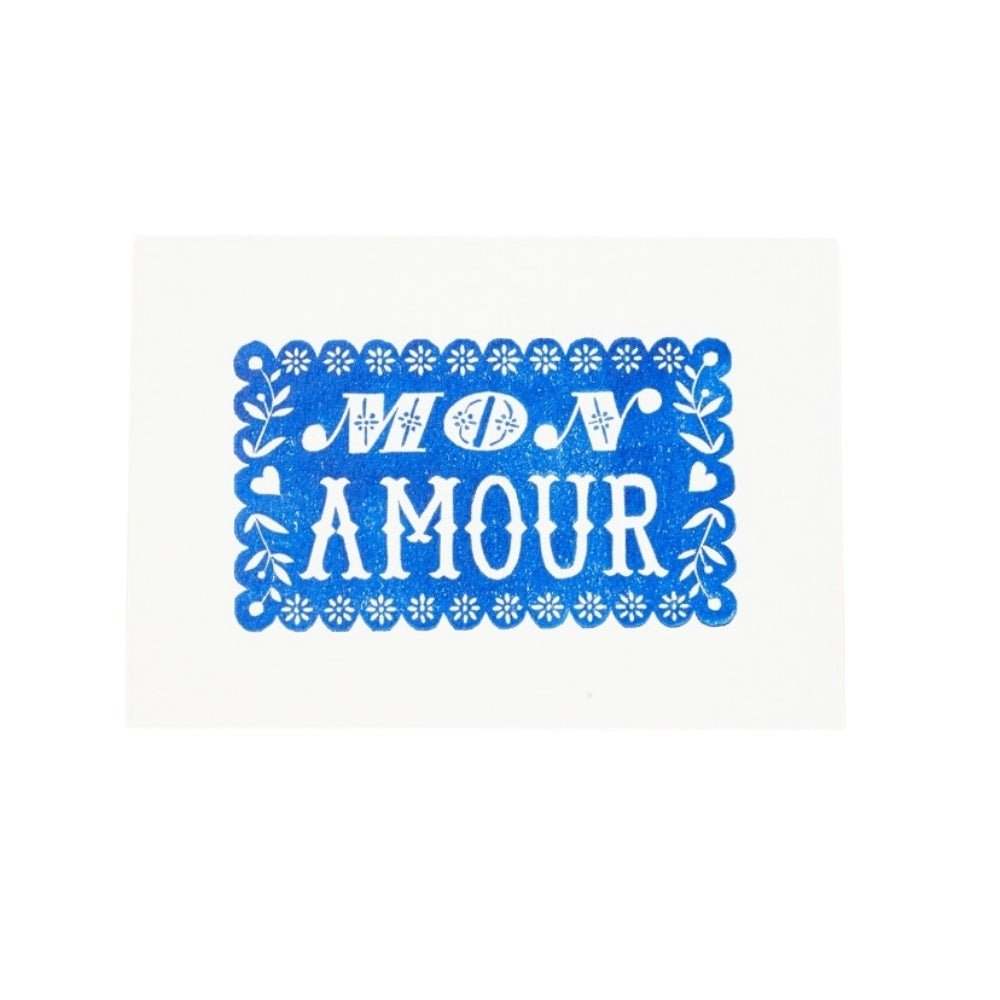 Mon Amour linocut card - Florrie