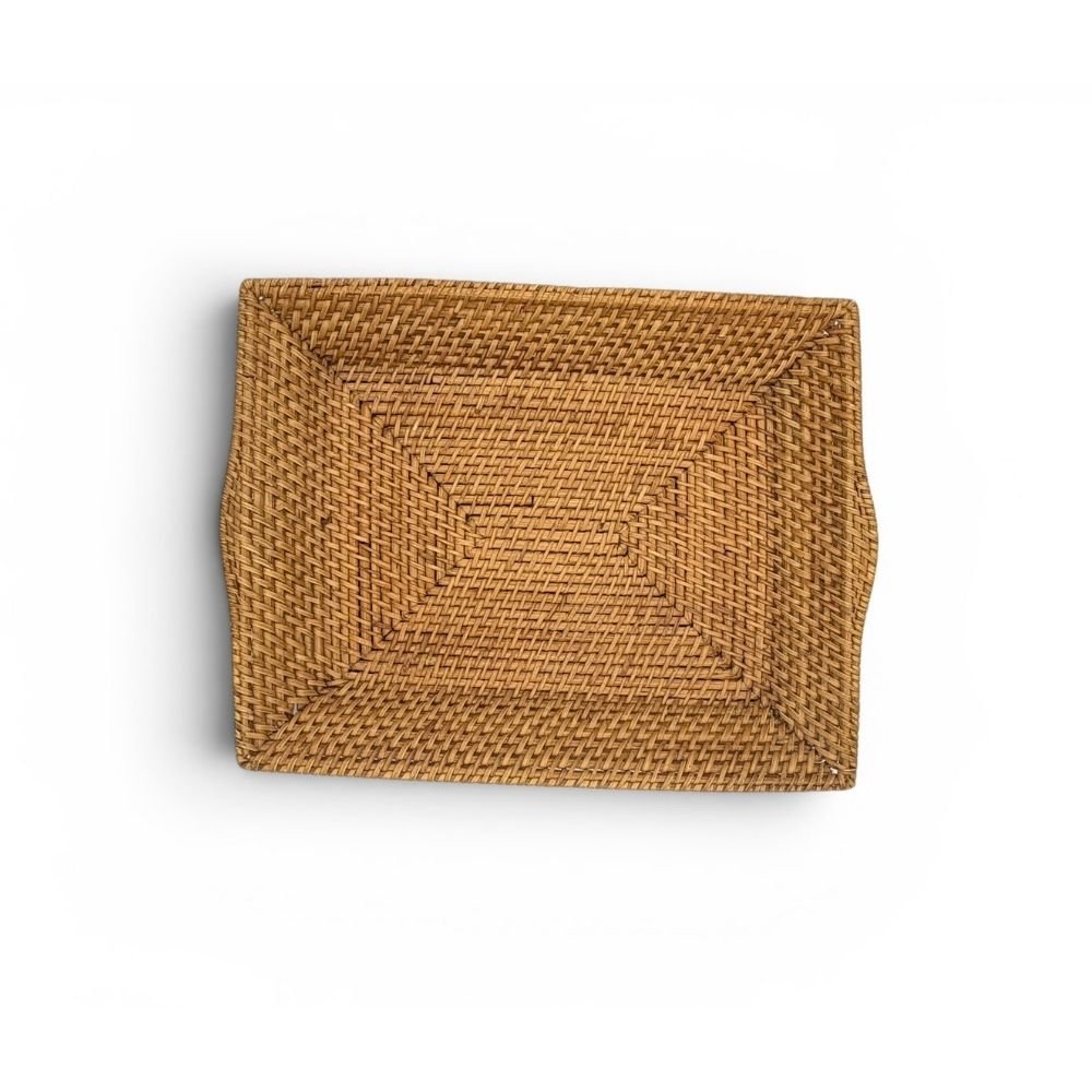 Natural woven rectangular pre-loved tray - Florrie