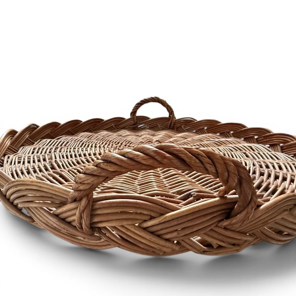 Natural woven round pre-loved tray - 52cm diameter - Florrie
