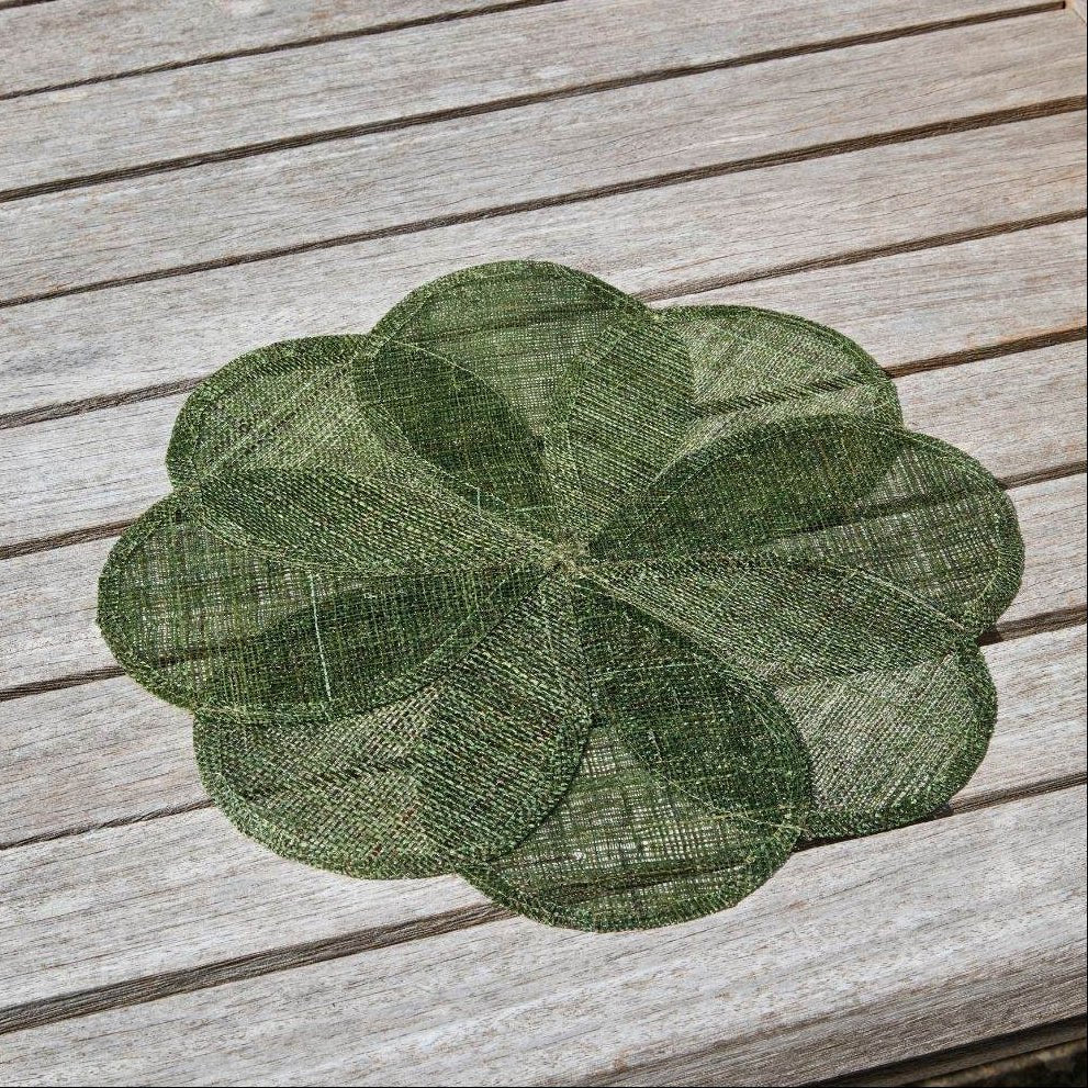Olive green flower placemat (sold seperately) — 35cm dia - Florrie
