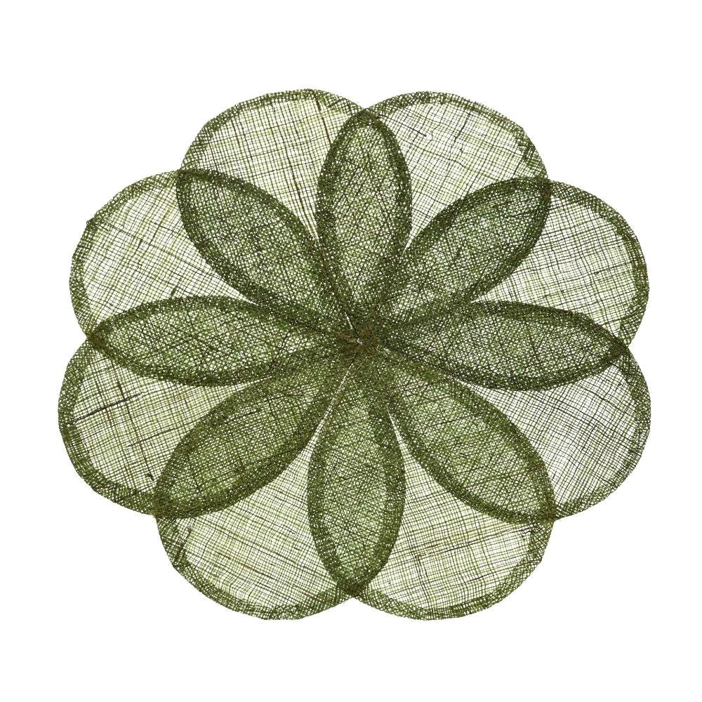 Olive green flower placemat (sold seperately) — 35cm dia - Florrie